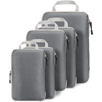 Afbeelding van Meowoo Compressie verpakkingskubussen, koffer organizer, verpakkingskubus bagage, opbergtassen (grijs, 5 stuks)
