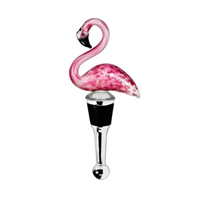 Afbeelding van EDZARD Flessendop flamingo voor champagne, wijn en hoogte 13 cm, Muranoglas kunst, handwerk