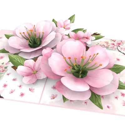 Afbeelding van MOKIO® Pop Up Kaart Japanse Kersenbloesem 3D wenskaart voor een verjaardag, Sakura boom bloemenkaart