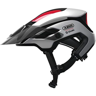 Afbeelding van ABUS MonTrailer Quin mountainbikehelm Slimme fietshelm met crashdetectie en SOS alarmsysteem voor mannen vrouwen Wit, maat L