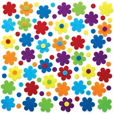 Afbeelding van Baker Ross FC741 Regenboogkleuren Zelfklevende Vilt Bloemen Pak van 175, Stickers voor Kinderen, Knutselen Kinderen
