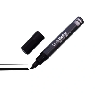 Afbeelding van SIGEL GL180 krijtmarker zwart, wigvormige punt 1 5 mm, afwasbaar