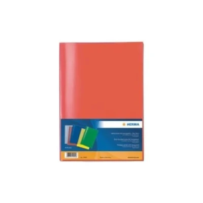 Afbeelding van HERMA 19992 Papieren enveloppen, A4, transparant, kleurrijk, 10 stuks, van duurzame en afwasbare polypropyleenfolie, doorzichtige boekomslag, set voor schoolschriften, gekleurd