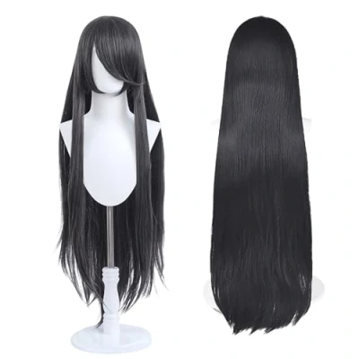 Afbeelding van 100 cm lange pruik, universele anime kostuum cosplay perfect voor feest, dagelijks gebruik, festivals en Halloween, geweldig tv, film, karakter (Kolen Zwart)