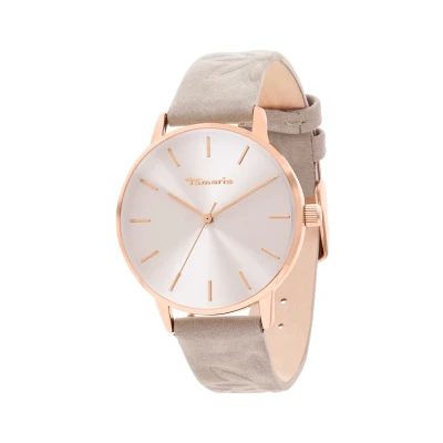 Afbeelding van Tamaris Stamped Flowers Horloge, Dames, Maat: One Size, Beige
