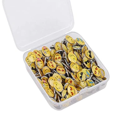 Afbeelding van Deolven Decoratieve punaises, 100 stuks emoticon, creatieve tekenmodus, punaises voor wandkaarten, wandpunaise, gebruikt foto&#039;s, knutselgereedschap, prikbord, kurkborden