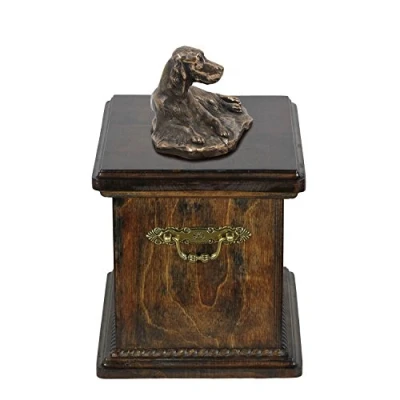 Afbeelding van Art Dog Custom Sitting Statue Memorial Urn Handgemaakt Koudgegoten Brons op Berkenbasis Stevige en Stijlvolle voor Hondenas 29x21x38cm Setter (liggend)