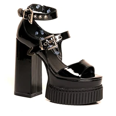 Afbeelding van LAMODA Solitude Creeper platform hakken in Black Patent, EU 39, zwart (patent), 39