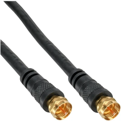 Afbeelding van InLine® SAT kabel premium, 2x afgeschermd, F stekker,&gt;85dB, zwart, 3m