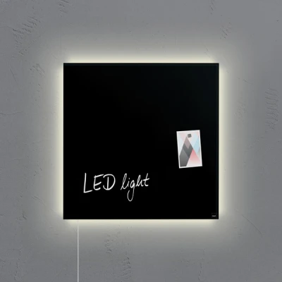 Afbeelding van Glasmagneetbord Sigel Artverum LED 480x480x15 zwart