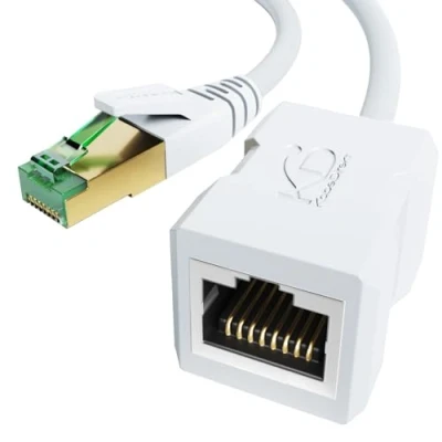 Afbeelding van KabelDirekt LAN kabelverlenging &amp; Ethernet verlenging, breukvast ontworpen 5 m (10 Gbit/s, CAT7 kabel/LAN, RJ45, verlengt netwerkkabel met volledige snelheid voor PS5/Xbox, afgeschermd, wit)