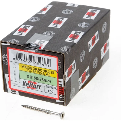 Afbeelding van Kelfort Vlonderschroef platverzonken kop RVS A2 T25 5.0 x 60/36mm