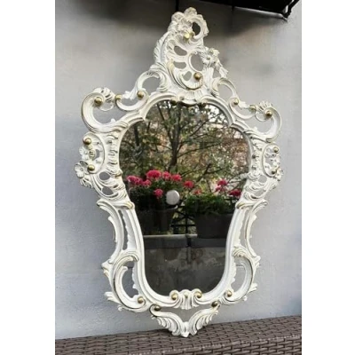 Afbeelding van Pintici Barok wandspiegel goud antieke spiegel badkamerspiegel 50x76 cm Prunkspiegel ovale gangspiegel (witgoud)