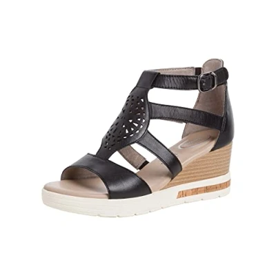 Afbeelding van Tamaris Comfort Sandalen met sleehak, Dames, Maat: 38, Black Leer