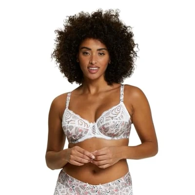 Afbeelding van Sans Complexe Klassieke beugelbeha voor dames, Tulpenprint taupe, 75D
