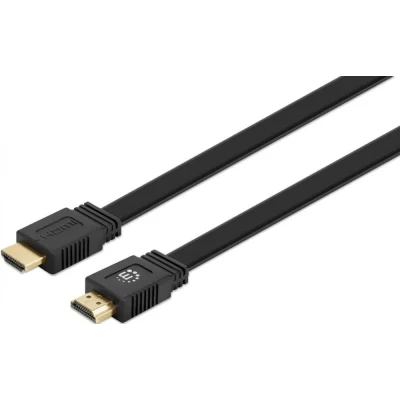 Afbeelding van Manhattan 355650 HDMI kabel Aansluitkabel A stekker, stekker 15.00 m Zwart 4K UHD, Afgeschermd (dubbel), Plat, Platte uitvoering