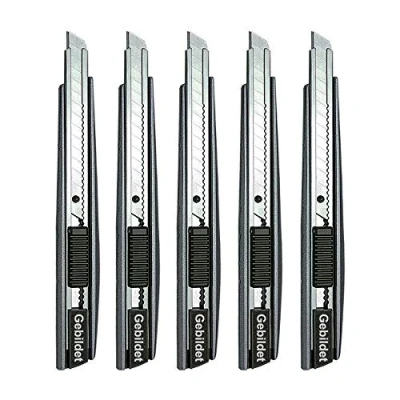 Afbeelding van Gebildet 5pcs Professioneel Roestvrijstalen Snijmes/9mm Afbreekmessen/60 Graden Foliemes/Universeel Mes/Grafisch Mes/Geweldig voor Folies,Behang,Ambachten,Dozen