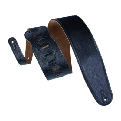 Afbeelding van Levys Leathers M4GF BLK gevoerd lederen gitaarband, zwart
