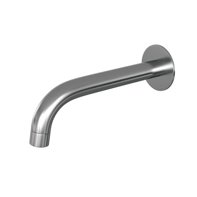 Afbeelding van Brauer Brushed Edition Baduitloop gebogen uitloop 20cm rozet PVD geborsteld RVS