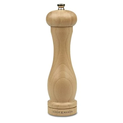 Afbeelding van Cole &amp; Mason HA0825P Beech Capstan Zoutmolen, Licht Hout, Precision+/Instelbare Maling, Natuurlijk Beukenhout, 200mm, Inclusief 1 x Molen, Levenslange Garantie op Mechanisme