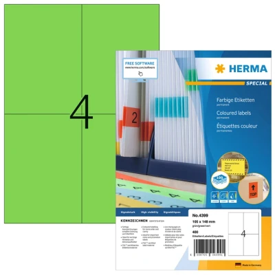 Afbeelding van Etiket HERMA 4399 105x148mm A6 groen 400stuks