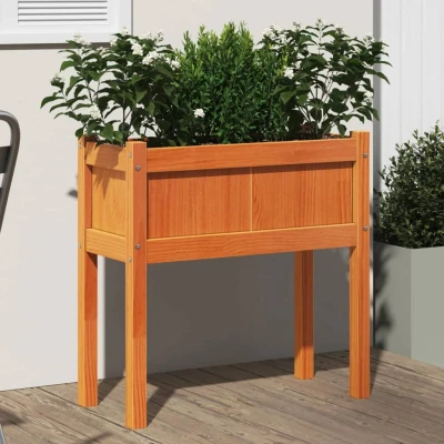 Afbeelding van Plantenbak met poten 70x31x70 cm grenenhout wasbruin
