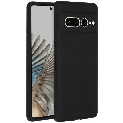 Afbeelding van Google Pixel 7 Pro Hoesje Siliconen en TPU (zacht) Accezz Softcase/Backcover Zwart Telefoonhoesje