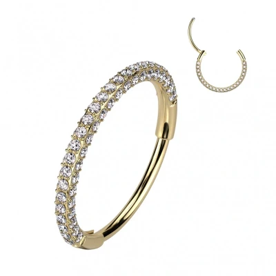 Afbeelding van Piercing titanium clicker rondom steentjes 0.8x10 gold plated