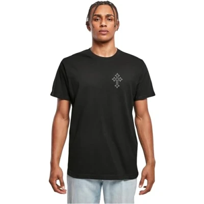 Afbeelding van Mister Tee Memento MORI Oneline Cross Tshirt print, Heren, Maat: Small, Black