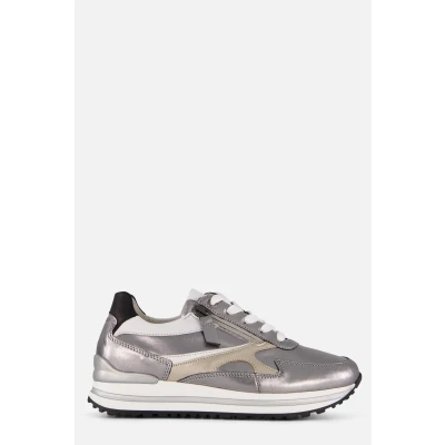 Afbeelding van Gabor Comfort Sneakers laag, Dames, Maat: 37, Silber/weiß/schwarz Leer