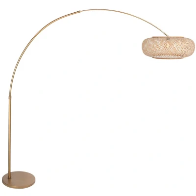 Afbeelding van Steinhauer Booglamp Sparkled Light brons met bamboe kap Ø 45cm 4309BR