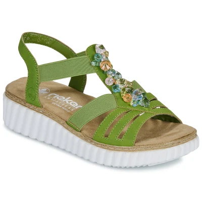 Afbeelding van Rieker Sandalen met sleehak, Dames, Maat: 38, Grün Kunststof