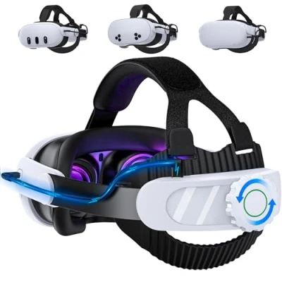 Afbeelding van HASACOOL Hoofdband voor Meta Quest 2/Quest 3/Quest 3S met 8000mAh batterij, verstelbare elite band, vervanging VR headsetaccessoires, hoofdband, verbeterde ondersteuning en comfort drukvermindering