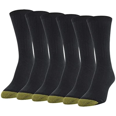 Afbeelding van Gold Toe Dames Casual Geribbelde Crew Sokken, Multipairs, Zwart, Medium