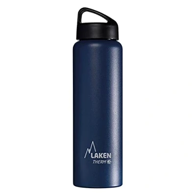 Afbeelding van Laken klassieke thermische fles roestvrij staal 18/8, vacuümisolatie met dubbele wand en brede mond, blauw, 1000 ml