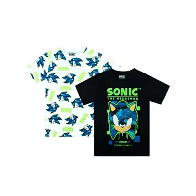 Afbeelding van Sonic The Hedgehog T Shirt Jongens Gaming shirts voor Kinderen 2 Pack Veelkleurig 152
