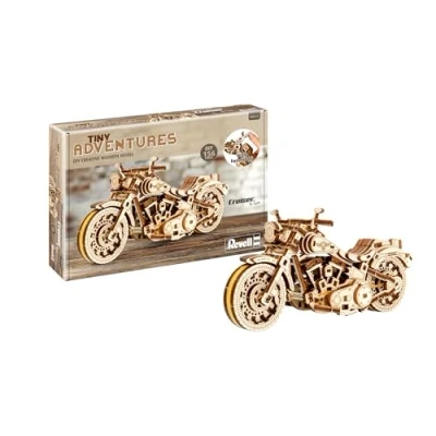 Afbeelding van Revell 00614 Tiny Adventures Cruiser V Twin Motorbike Schaal 1:13 Houten Model Kit met Pull Back &amp; Go Motor Lengte 18cm