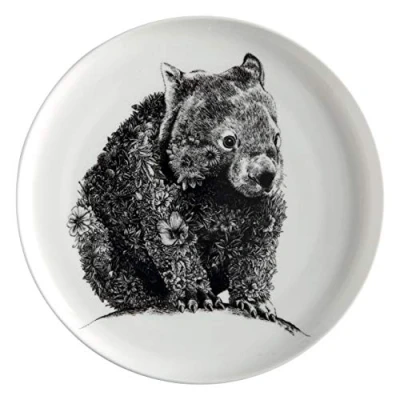 Afbeelding van Maxwell &amp; Williams DX0550 bord Wombat zwart wit 20 cm diameter porselein met diermotief, in geschenkdoos
