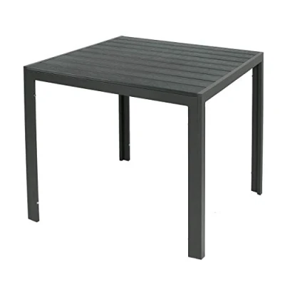 Afbeelding van Mojawo Aluminium tuintafel antraciet eettafel tuinmeubelen tafel WPC imitatie hout weerbestendig 90x90x74cm
