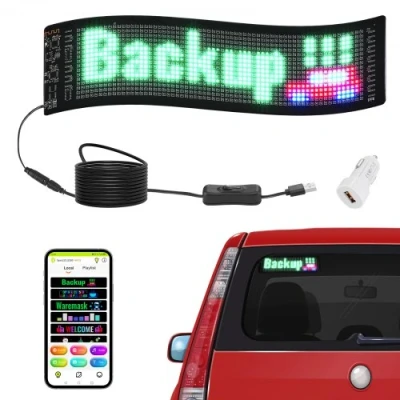 Afbeelding van VEVOR Programmeerbaar led paneel, polychroom P5 schuifpaneel, gepersonaliseerd tekstanimatiepatroon, Bluetooth app bedieningspaneel, 38 x 10 cm
