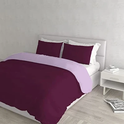 Afbeelding van Italian Bed Linen Natural Color Doubleface dekbedovertrek, 100% katoen, avio/rook, enkel