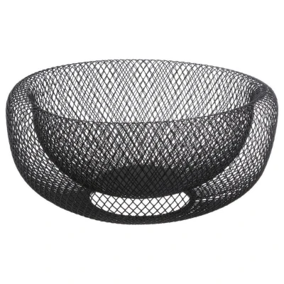 Afbeelding van Fruitschaal/fruitmand rond zwart metaal 27 cm Fruitschalen/fruitmanden Draadmand van