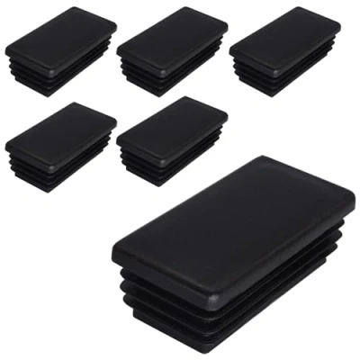 Afbeelding van SKIR&#039;CO (6 stuks) rechthoekige kunststof pluggen 30 x 70 mm, mat buiseindkappen, buisinzetstukken, hekpaalstekkers, zwart RAL 9005