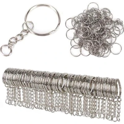 Afbeelding van 10 Stuks Sleutelringen met ketting RVS Sleutel labels Sleutelhanger caps Sleutellabels