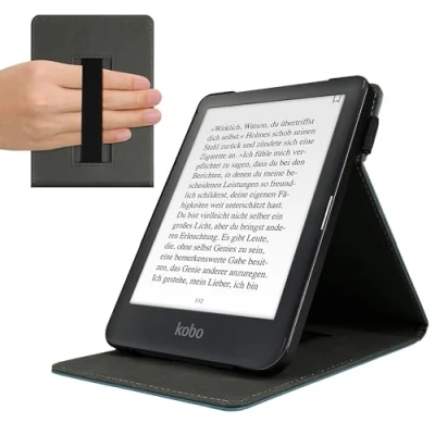 Afbeelding van kwmobile E reader hoesje compatibel met Kobo Aura ONE Ereader case van kunstleer cover in zwart
