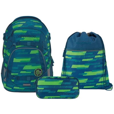 Afbeelding van Coocazoo schoolrugzakset MATE Lime Stripe 3 delig