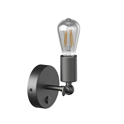 Afbeelding van ledscom.de Vintage wandlamp FETRO Schakelaar, zwart, draaibaar + LED lamp 240lm, extra warm wit