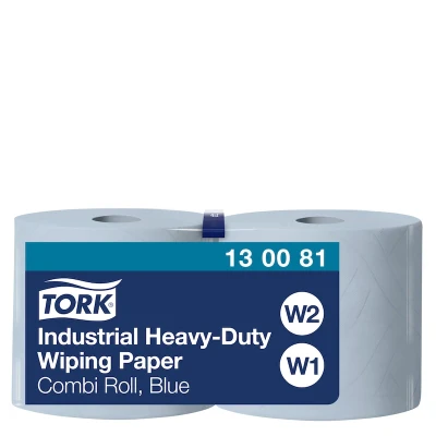 Afbeelding van Tork Industrial Heavy Duty Combi Rol Poetspapier 3 laags Blauw W1/W2 130081