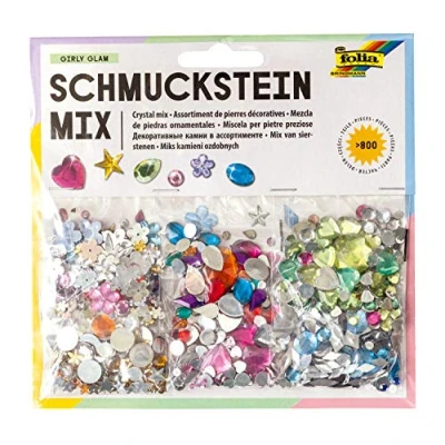 Afbeelding van folia 12619 Mix Girly Glam, sierstenen, meer dan 800 verschillende gesorteerd in vormen en kleuren, ideaal voor het versieren decoreren van je knutselwerk
