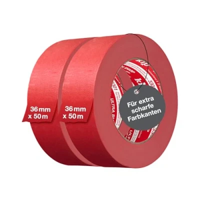 Afbeelding van Kip Tape 3301 Ultra Sharp Afplakband in dubbelverpakking, professionele schilderscrape ultrascherpe randen bij het verven en lakken, 36 mm x 50 m